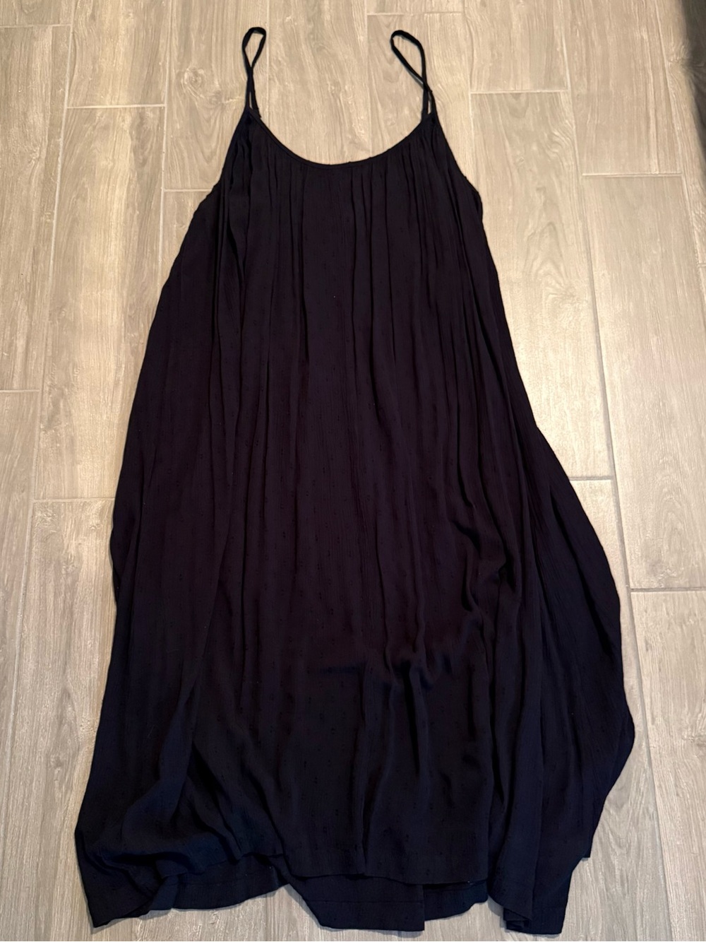 Warehouse Black Spaghetti-Strap Maxi Dress Flowy Bohemian Island Vacation
